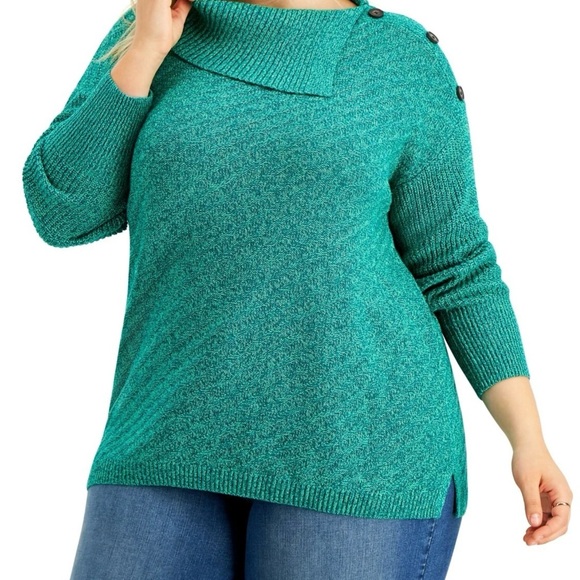 Style & Co. Sweaters - Style & Co Women's Envelope-Neck Tunic Sweater (PM Aventurine) New